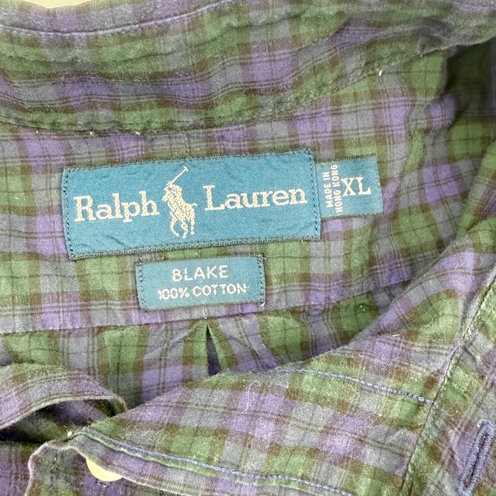 Polo Ralph Lauren Blake Shirt Mens XL Purple Green Plaid Long Sleeve Button Down - Picture 3 of 4